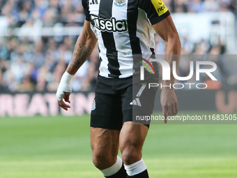 Joelinton of Newcastle United participates in the Premier League match between Newcastle United and Brighton and Hove Albion at St. James's...