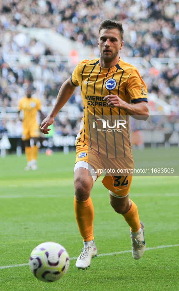 Joel Veltman of Brighton and Hove Albion plays during the Premier League match between Newcastle United and Brighton and Hove Albion at St....