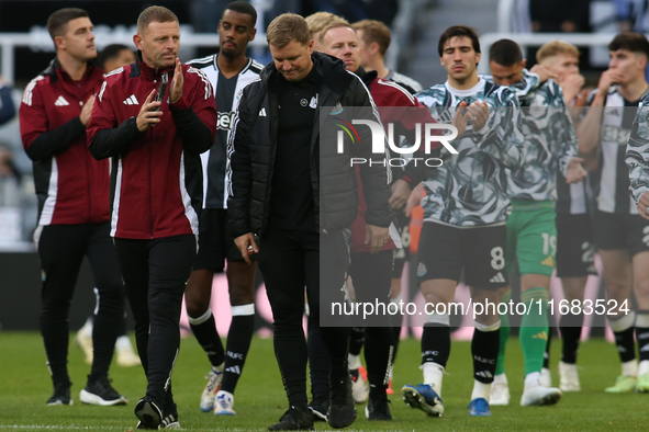 Newcastle United Manager Eddie Howe shows dejection during the Premier League match between Newcastle United and Brighton and Hove Albion at...