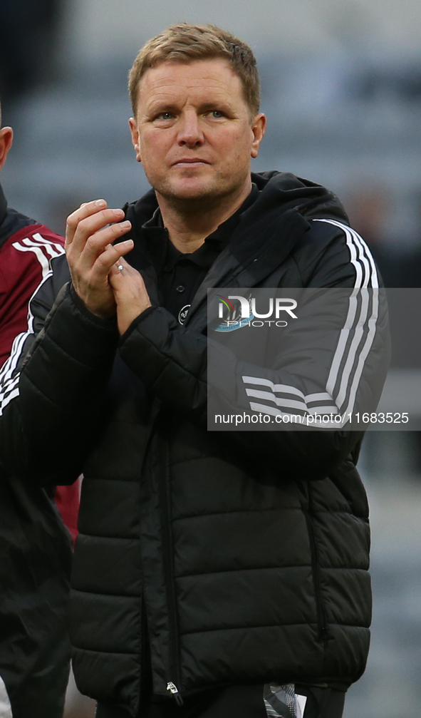 Newcastle United Manager Eddie Howe is present during the Premier League match between Newcastle United and Brighton and Hove Albion at St....