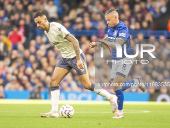 Kalvin Phillips of Ipswich Town challenges Dwight McNeil of Everton for the ball during the Premier League match between Ipswich Town and Ev...