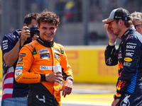 Lando Norris of the UK drives the McLaren F1 Team MCL38 Mercedes during the Formula 1 Pirelli United States Grand Prix 2024 in Austin, USA,...