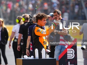 Lando Norris of the UK drives the McLaren F1 Team MCL38 Mercedes during the Formula 1 Pirelli United States Grand Prix 2024 in Austin, USA,...