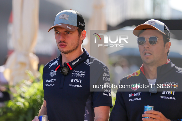 Max Verstappen and Sergio Perez participate in the Formula 1 Pirelli United States Grand Prix 2024 in Austin, USA, on October 19, 2024. 