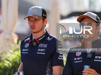 Max Verstappen and Sergio Perez participate in the Formula 1 Pirelli United States Grand Prix 2024 in Austin, USA, on October 19, 2024. (