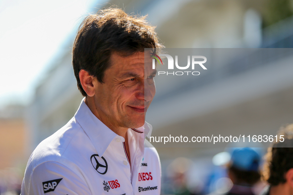 Toto Wolff, Team Principal of Mercedes-AMG Petronas F1 Team, is present during the Formula 1 Pirelli United States Grand Prix 2024 in Austin...