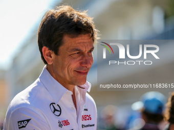 Toto Wolff, Team Principal of Mercedes-AMG Petronas F1 Team, is present during the Formula 1 Pirelli United States Grand Prix 2024 in Austin...