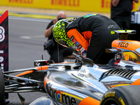 Lando Norris of the UK drives the McLaren F1 Team MCL38 Mercedes during the Formula 1 Pirelli United States Grand Prix 2024 in Austin, USA,...