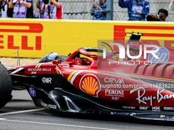 Carlos Sainz Jr. of Spain drives the (55) Scuderia Ferrari SF-24 Ferrari during the Formula 1 Pirelli United States Grand Prix 2024 in Austi...