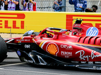 Carlos Sainz Jr. of Spain drives the (55) Scuderia Ferrari SF-24 Ferrari during the Formula 1 Pirelli United States Grand Prix 2024 in Austi...