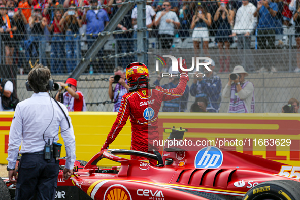 Carlos Sainz Jr. of Spain drives the (55) Scuderia Ferrari SF-24 Ferrari during the Formula 1 Pirelli United States Grand Prix 2024 in Austi...