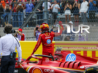 Carlos Sainz Jr. of Spain drives the (55) Scuderia Ferrari SF-24 Ferrari during the Formula 1 Pirelli United States Grand Prix 2024 in Austi...