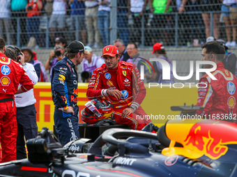 Carlos Sainz Jr. of Spain drives the (55) Scuderia Ferrari SF-24 Ferrari during the Formula 1 Pirelli United States Grand Prix 2024 in Austi...