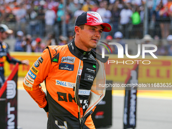 Lando Norris of the UK drives the McLaren F1 Team MCL38 Mercedes during the Formula 1 Pirelli United States Grand Prix 2024 in Austin, USA,...