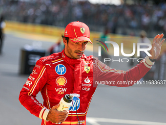 Carlos Sainz Jr. of Spain drives the (55) Scuderia Ferrari SF-24 Ferrari during the Formula 1 Pirelli United States Grand Prix 2024 in Austi...