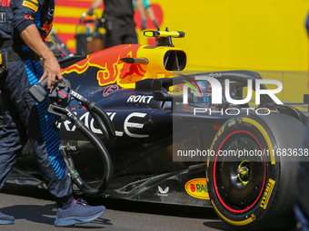 Sergio Perez of Mexico drives the (11) Oracle Red Bull Racing RB20 Honda RBPT during the Formula 1 Pirelli United States Grand Prix 2024 in...