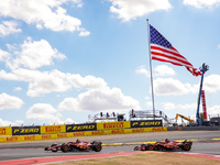 A fight occurs between the two Ferraris of Charles Leclerc of Monaco, driving the (16) Scuderia Ferrari SF-24 Ferrari, and Carlos Sainz Jr....