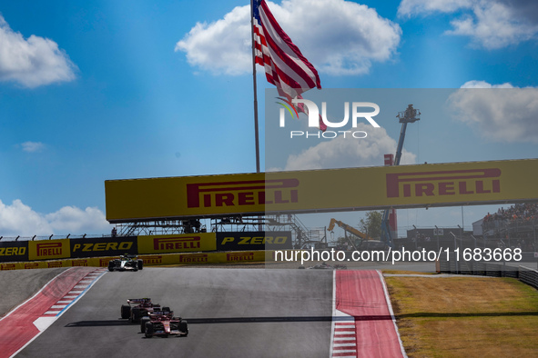 Charles Leclerc of Monaco drives the (16) Scuderia Ferrari SF-24 Ferrari during the Formula 1 Pirelli United States Grand Prix 2024 in Austi...