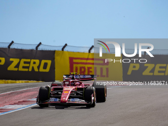 Carlos Sainz Jr. of Spain drives the (55) Scuderia Ferrari SF-24 Ferrari during the Formula 1 Pirelli United States Grand Prix 2024 in Austi...