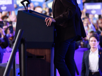 Waterford, MICHIGAN - OCTOBER 18: US Vice President and Democratic presidential candidate Kamala Harris speaks at the Oakland County campaig...