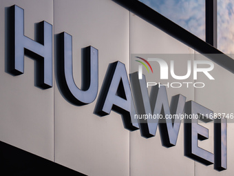 A photo taken on October 19, 2024, shows the logo of a Huawei brand store in Chongqing, China. (