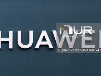 A photo taken on October 19, 2024, shows the logo of a Huawei brand store in Chongqing, China. (