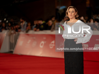 Valeria Bruni Tedeschi attends the ''Eterno Visionario'' red carpet during the 19th Rome Film Festival at Auditorium Parco Della Musica in R...