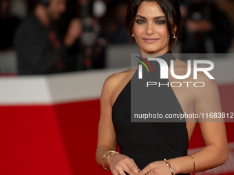 Aurora Giovinazzo attends the ''Eterno Visionario'' red carpet during the 19th Rome Film Festival at Auditorium Parco Della Musica in Rome,...