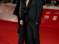 Ambra Angiolini and Damiano Micheletto attend the ''Eterno Visionario'' red carpet during the 19th Rome Film Festival at Auditorium Parco De...