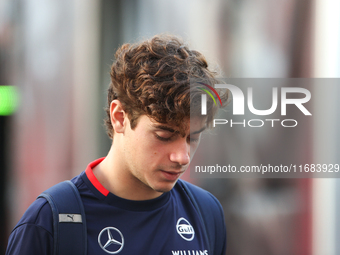 Franco Colapinto arrives at Circuit of the Americas in Austin, Texas, on October 19, 2024, during the Formula 1 Pirelli United States Grand...