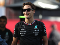 George Russell arrives at Circuit of the Americas in Austin, Texas, on October 19, 2024, during the Formula 1 Pirelli United States Grand Pr...