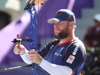 Mike Schloesser of the Netherlands competes against Sawyer Sullivan of the United States (not in picture) during the quarterfinals match on...