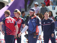 Sawyer Sullivan of the United States and Mike Schloesser of the Netherlands compete during the quarterfinals match on the second day of the...