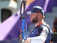 Mike Schloesser of the Netherlands competes against Sawyer Sullivan of the United States (not in picture) during the quarterfinals match on...