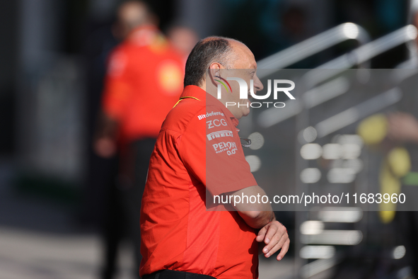 Frederic Vasseur is in the paddock at Circuit of the Americas in Austin, Texas, on October 19, 2024, during the Formula 1 Pirelli United Sta...