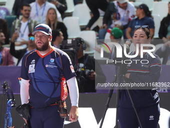 Mike Schloesser of the Netherlands competes against Sawyer Sullivan of the United States (not in picture) during the quarterfinals match on...