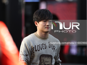 Yuki Tsunoda arrives at Circuit of the Americas in Austin, Texas, on October 19, 2024, during the Formula 1 Pirelli United States Grand Prix...