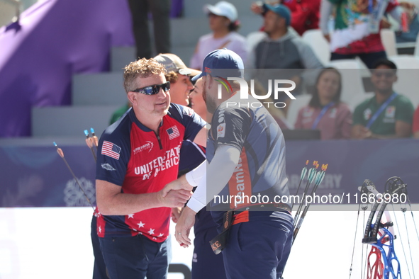 Sawyer Sullivan of the United States and Mike Schloesser of the Netherlands compete during the quarterfinals match on the second day of the...