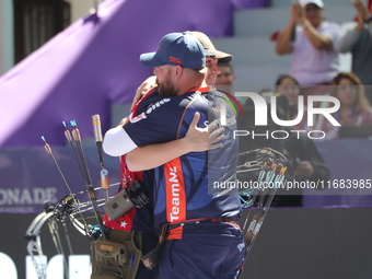 Sawyer Sullivan of the United States and Mike Schloesser of the Netherlands compete during the quarterfinals match on the second day of the...