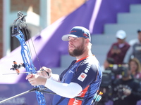 Mike Schloesser of the Netherlands competes against Sawyer Sullivan of the United States (not in picture) during the quarterfinals match on...