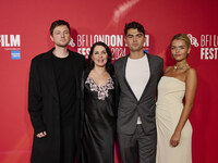 [l to r] Finly Munro Kemp Sadie Frost Raff Law, Tilly Demaine attend the screening of "Twiggy" during the 68th BFI London Film Festival at B...