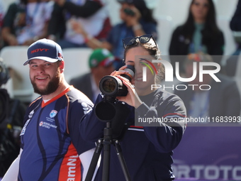 Mike Schloesser of the Netherlands competes against Sawyer Sullivan of the United States (not in picture) during the quarterfinals match on...