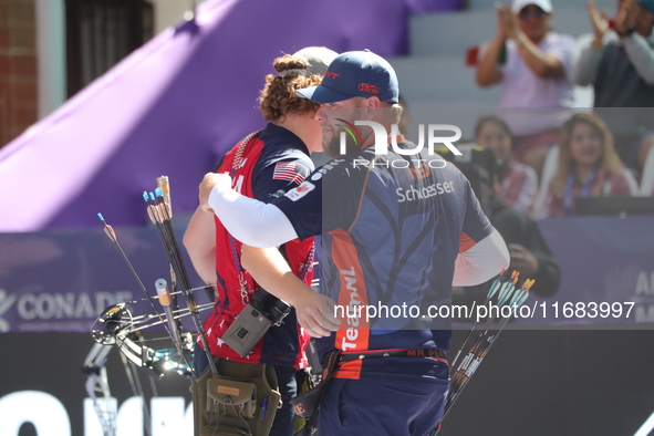 Sawyer Sullivan of the United States and Mike Schloesser of the Netherlands compete during the quarterfinals match on the second day of the...