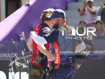 Sawyer Sullivan of the United States and Mike Schloesser of the Netherlands compete during the quarterfinals match on the second day of the...