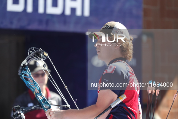 Sawyer Sullivan of the United States competes against Mike Schloesser of the Netherlands (not in picture) during the quarterfinals match on...