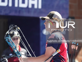 Sawyer Sullivan of the United States competes against Mike Schloesser of the Netherlands (not in picture) during the quarterfinals match on...