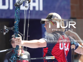 Sawyer Sullivan of the United States competes against Mike Schloesser of the Netherlands (not in picture) during the quarterfinals match on...