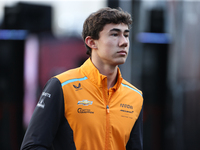 IndyCar driver Nolan Siegel arrives at Circuit of the Americas in Austin, Texas, on October 19, 2024, during the Formula 1 Pirelli United St...