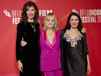 [l to r] Ronni Ancona Twiggy Leigh Lawson attend the screening of "Twiggy" during the 68th BFI London Film Festival at BFI Southbank on Octo...