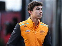 IndyCar driver Nolan Siegel arrives at Circuit of the Americas in Austin, Texas, on October 19, 2024, during the Formula 1 Pirelli United St...